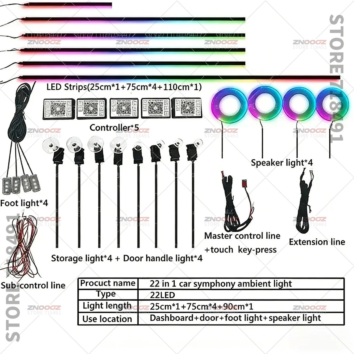 22in1 Lampu Interior Mobil RGB - Tech Accessories Renault ulasan dan harga